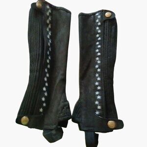 Ovation Black Suede Half Chaps Star Pattern  size A8 10